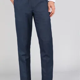 park avenue Men Regular Fit Blue Polyester Trousers image 1
