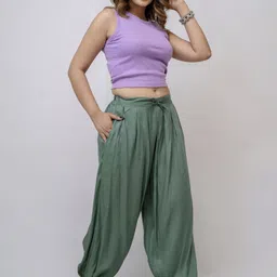 fnj Solid Rayon Women Harem Pants-picture-22