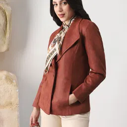 globus 100% Polyester Self Design Coat For Women image 3