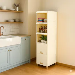 Plastic 5 Layer White Storage Cabinet for Laundry Room Storage Basket-image-2