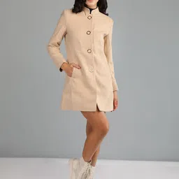 honnete 100 % Polyester Self Design Coat For Women-picture-13
