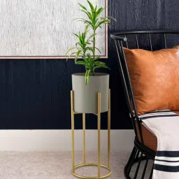 decor darling Iron Grey and Gold Floor Planter image 1