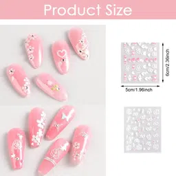 ortiza 30 Sheet Mini Floral Nail Decals Assorted Pink Self Adhesive Stickers image 2