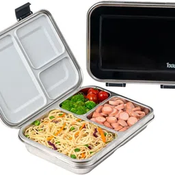 basil Bento Box Neo 975ml, 3 Compartment Leak-Proof Tiffin - Black 1 Containers Lunch Box-picture-12