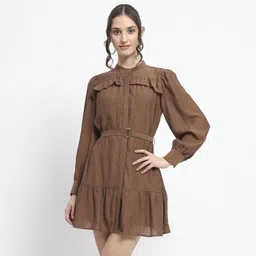madame Women A-line Brown Midi/Calf Length Dress-picture-21