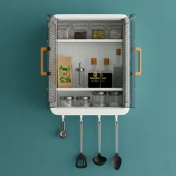 Wall-Mounted Self-Adhesive Storage Cabinet Shelf For Bathroom & Kitchen White Towel Holder-image-2