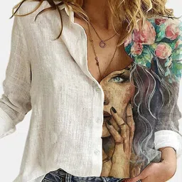 brand black jack Women Regular Fit Printed Curved Collar Casual Shirt-picture-15