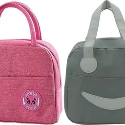 napp mall Portable and Reusable Insulated Nylon Lunch Bags Women Carrying bag (Black) Waterproof Lunch Bag-picture-32