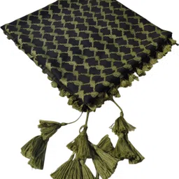 bakkah Checkered Cotton Blend Men Black, White Scarf image 2