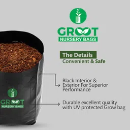 groot Plastic Grow Nursery Bags Plant Container Home Garden (8X10 inch) Pack 10 Grow Bag image 3