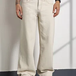 rusticblooms Men Loose Fit Mid Rise Beige Jeans-picture-18
