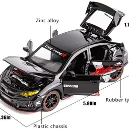dezicon Die Cast Metal Toy 1:32 Civic Type R Diecast Metal Car-N8 image 2