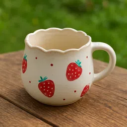 utensil master Strawberry Pattern Ceramic Cup | Aesthetic Milk for Home & Office Use Ceramic Coffee Mug-picture-18