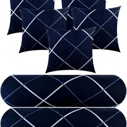 urmila creation 5 Cushion 2 Bolster Microfibre Stripes Bolster Pack of 7 image 3