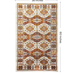 sapana carpet-mats White Abstract Polypropylene 3 ft x 5 ft Machine Made Carpet image 3