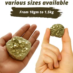reiki crystal products Natural Pyrite Rough Stone 350 gms Regular Asymmetrical Crystal Stone image 2