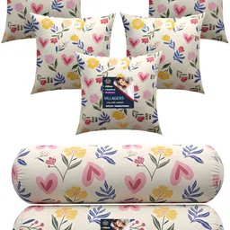 villagers Microfibre Bolster Pack of 7 Floral 5 Cushion and 2 Bolster-picture-27