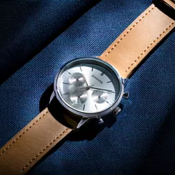 Sonata 2 Quartz Multifunction Silver Dial Brown Leather Strap Analog Watch - For Men 77139SL01|77139SL01|77139SL01-picture-10