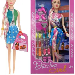 nv collection Cute Doll for Girls with Braided Hairstyle and Handbag Toy Set-picture-13