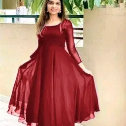 shiv Women Maxi Maroon Full Length Dress-picture-26