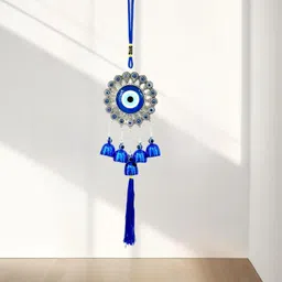 Evil Eye 5 Bells Wind Chime for Home Décor | Positive Energy & Protection Bronze Windchime-image-81
