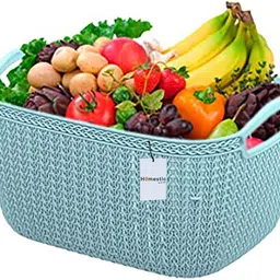 Plastic Q-5 Unbreakable Plastic Medium Size Flexible Storage Baskets (Light Blue) Storage Basket-image-38