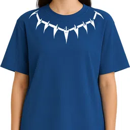 buddy collection Women Graphic Print Round Neck Elastane Dark Blue T-Shirt-picture-17