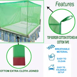 mehon craft Mosquito Net For Single Bed Machardani Net (Size 4x6.5-ft) Polyester Washable Adults Mosquito Net image 2