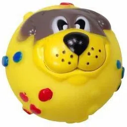 dogtrust Dog Trust Squeaky Puppy Face Ball Rubber Toy for Dog 1Pcs yellow Rubber, Silicone Squeaky Toy For Dog & Cat-picture-22