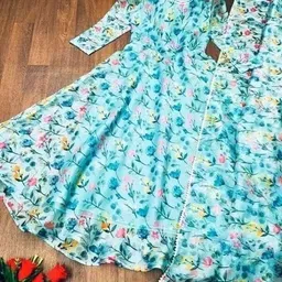 aarna fashion Printed Georgette Stitched Anarkali Gown image 5