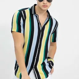 bollydolldesigner Men Slim Fit Striped Casual Shirt-picture-21