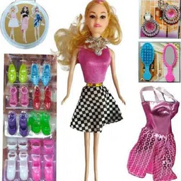jamen boro Big Size Baby Fashion Doll With Shoes & Fashion Accessories Kit Play Set For Girls, Kids Gift and Showpiece Multicolour - Height 28 cm (Multicolor) (Multicolor) image 2