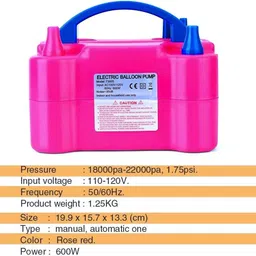 werock Portable Electric AirBalloon Blower Pump Inflator Dual Nozzle for Decoration W18 Balloon Pump image 3