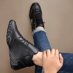 zixer Premium Italian Heritage Suede Velcro Leather Casual High Top for Men's D-Beck Sneakers For Men image 3