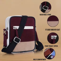 veneer Maroon Men Sling Bag Premium Suede Crossbody Travel Office Business Sling Bags image 4