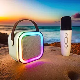 zdea Karaoke Mic RGB Light, HD Sound K12 (PORTABLE BLUETOOTH SPEAKER) G-418 9 W Bluetooth Speaker-picture-30