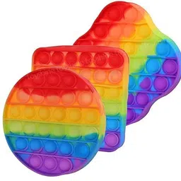 omsairamenterprises Circle, Square and Curve Square- Fidget Popping Sounds Toy, BPA Free Silicone Rattle-picture-26