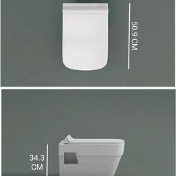 syon ELEGANT Premium Ceramic Wall Hung Commode / Toilet Seat with All Accessories 201 Western Commode image 5