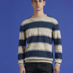 pepe jeans Men Striped Crew Neck White Sweater-picture-38