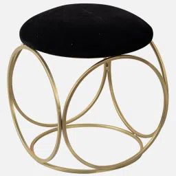 nestroots Classic Velvet Seating Stool in Black Color image 4
