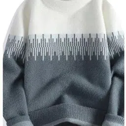 keenuu Men Striped Round Neck White, Grey Sweater-picture-16