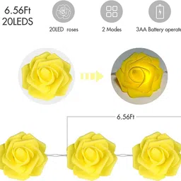 medecor 20 LEDs 4 m Yellow Steady Flower Rice Lights image 4