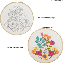 embroiderymaterial Hand Embroidery Kit For Beginners Adult All Material Included (Floral Bouquet) image 2