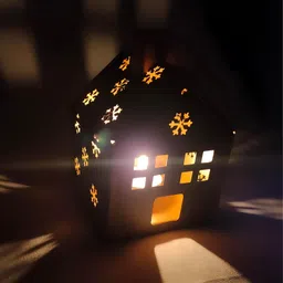 shaurya designs Luxe Gold Hut Tealight Lantern - Elegant Candle Holder for Warm Ambiance Gold Cast Iron Table Lantern image 4