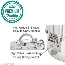 udine steel lunch box with handle (2tier) 2 Containers Lunch Box image 3