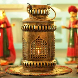 sadhubela Jaisalmeri Mehrab Lantern Black, Gold Iron Table Lantern-picture-38