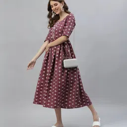heartloom Women Woven Design Khadi Cotton Flared Kurta-picture-11