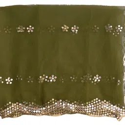 youthquake Net Embellished Light Green Women Dupatta image 3