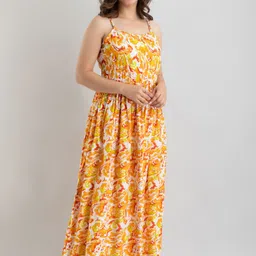nyaari Women Gown Orange Maxi/Full Length Dress image 4