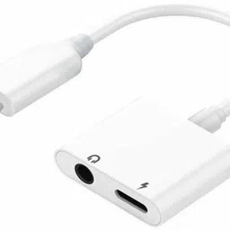 IMMUTABLE White 2in1 Charging and Audio Cable Compatible for iPhone J80 Phone Converter image 2